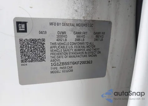 2019 Chevrolet Malibu 1Ls from USA, damaged, VIN 1G1ZB5ST6KF200363